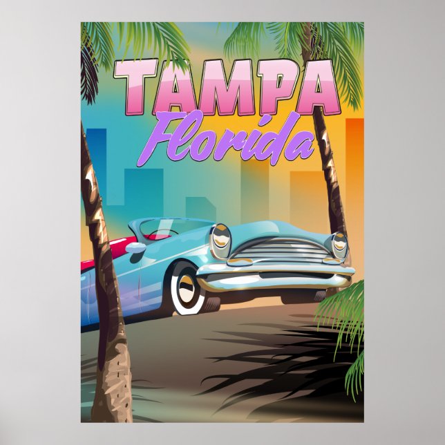 Tampa Florida belle affiche de voyage. (Devant)