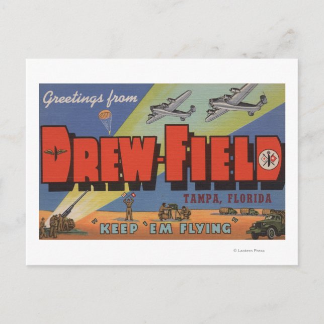 Tampa, Florida - Gezeichnet Feld - Großbuchstaben Postkarte (Vorderseite)