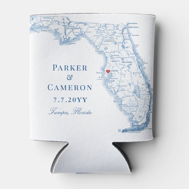Tampa Florida Karte Elegant Wedding Favor Drink Dosenkühler (Vorderseite)