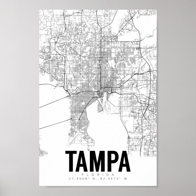 Tampa Florida Minimalistisch Map Art Poster (Vorne)