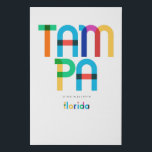 Tampa Florida Mitte des Jahrhunderts, Pop Art, Künstlicher Leinwanddruck<br><div class="desc">Tampa Florida klassischer Retrostil aus dem 60er 70er und 80er. Helle Primärfarben im abstrakten Kunststil des 20. Jahrhunderts mit einfachen geometrischen Elementen. Vintage Pop Kunst. Einfach fett,  trage deine Heimatstadt laut aus.</div>