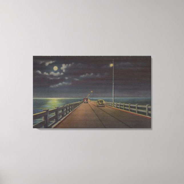 Tampa, Florida - Mondlichtansicht der Gandy-Brücke Leinwanddruck (Vorderseite)