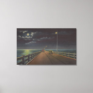 Tampa, Florida - Moonlit Ansicht von Gandy Brücke Leinwanddruck
