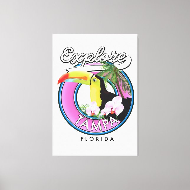 Tampa Florida Retro-Logo entdecken Leinwanddruck (Vorderseite)