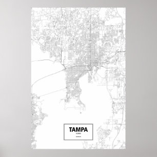 Tampa, Florida (Schwarzes auf Weiß) Poster