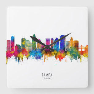 Tampa Florida Skyline Quadratische Wanduhr