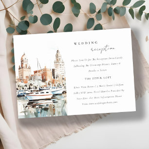 Tampa Florida Skyline Watercolor Hochzeitsempfang Begleitkarte