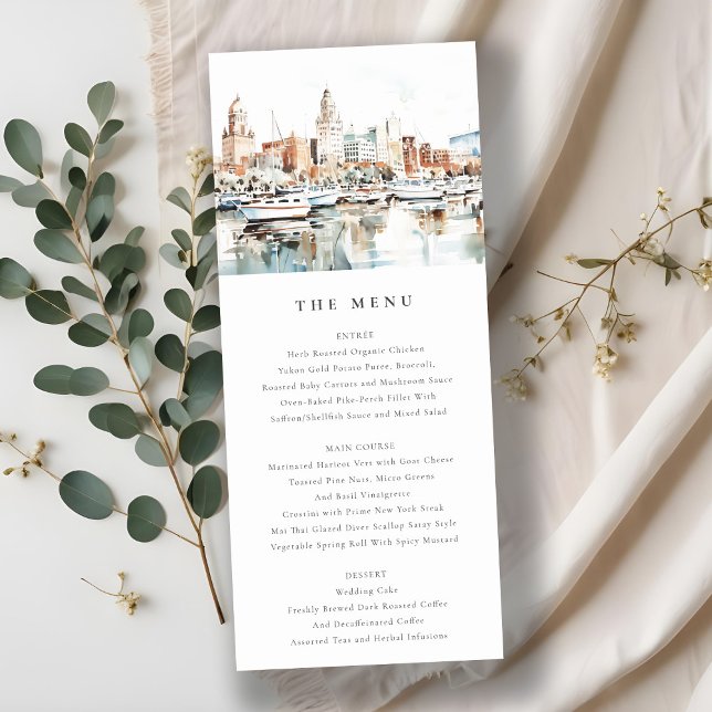 Tampa Florida Skyline Watercolor Wedding Menu Card Einladung (Von Creator hochgeladen)