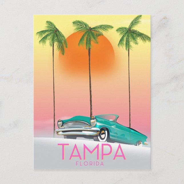 Tampa Florida Vintages Reiseplakat Postkarte (Vorderseite)
