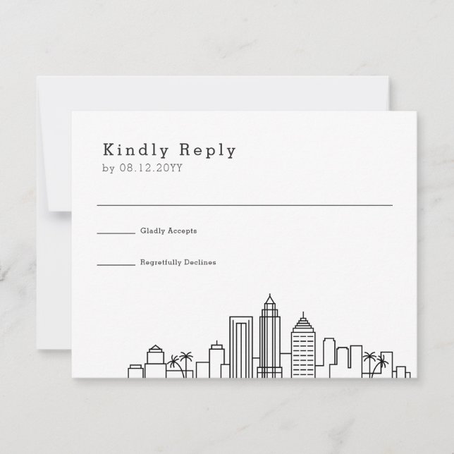 Tampa, Florida Wedding | Stilisierte Skyline-UAWG RSVP Karte (Vorderseite)