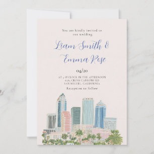 Tampa Skyline Aquarell-Hochzeitseinladung Einladung