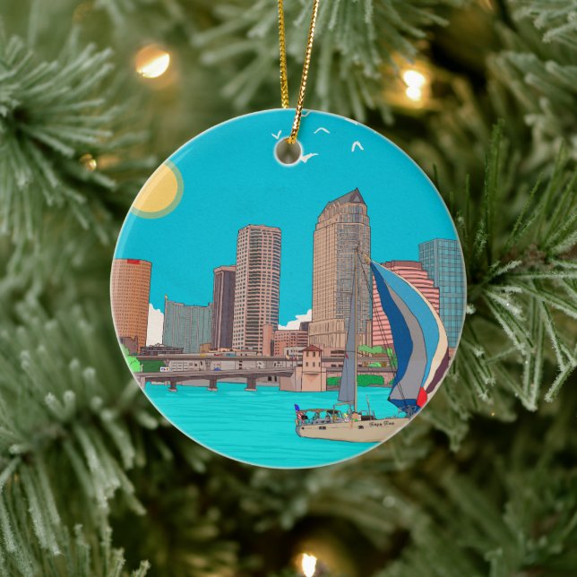Tampa Skyline Florida USA Keramik Ornament (Baum)