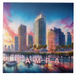 Tampa Skyline Kunst Fliese