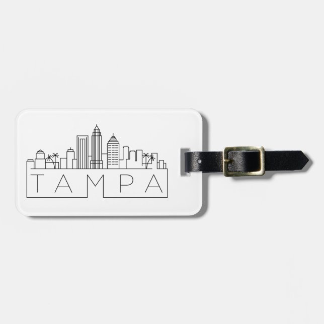 Tampa Stylisierte City Skyline Gepäckmarke Gepäckanhänger (Vorderseite horizontal)