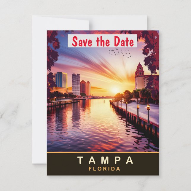 Tampa Waterfront, Florida, Travel Postcard Save The Date (Vorderseite)