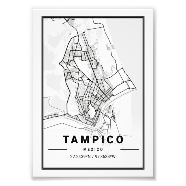 Tampico - Mexiko - Ligte Stadtkarte Fotodruck (Vorne)