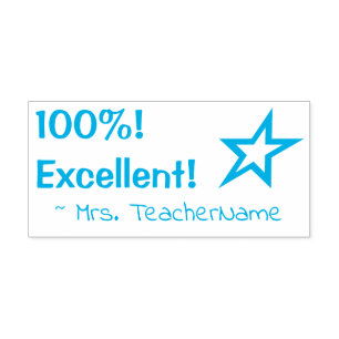 Tampon Auto-encreur "100%! Excellent !" + Nom de l'instructeur personn