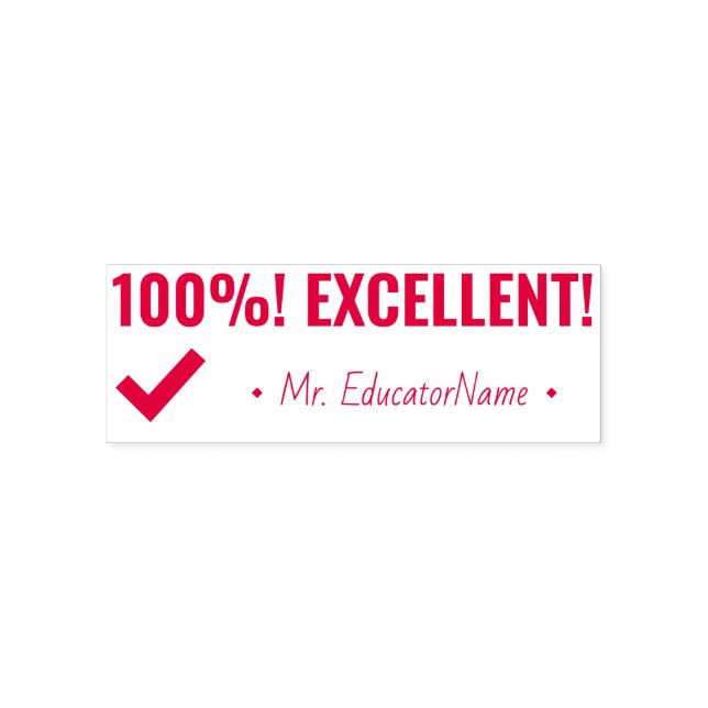 Tampon Auto-encreur "100%! EXCELLENT !" Timbre en caoutchouc de l'inst (Design)