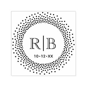 Tampon Auto-encreur 2 Monogramme Initial Rond Cadre Points #2C