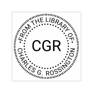 Tampon Auto-encreur 3 Monogramme initial "de la bibliothèque de" Nom d