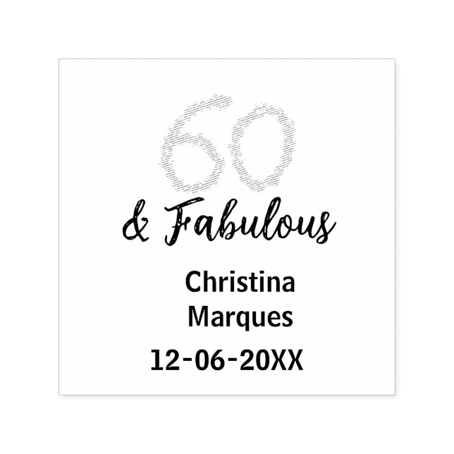 Tampon Auto-encreur 60 & fabuleux anniversaire bleu argent ajouter nom (Design)
