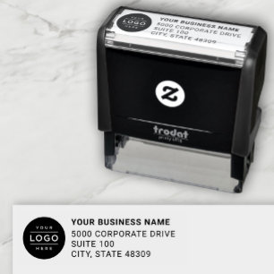Tampon Auto-encreur Adresse de retour avec logo d'entreprise personnal