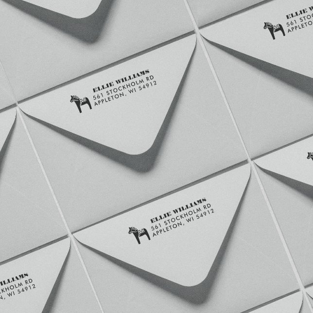 Tampon Auto-encreur Adresse de retour Dala Horse (Dala horse themed return address stamp)