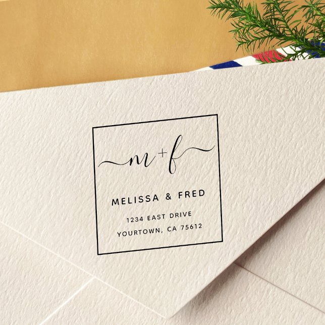 Tampon Auto-encreur Adresse de retour de calligraphie simple (Créateur téléchargé)