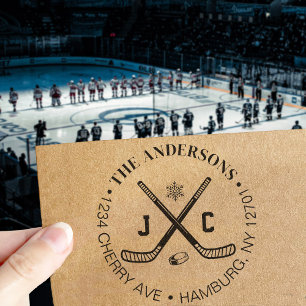 Tampon Auto-encreur Adresse de retour de famille de fan de hockey sur