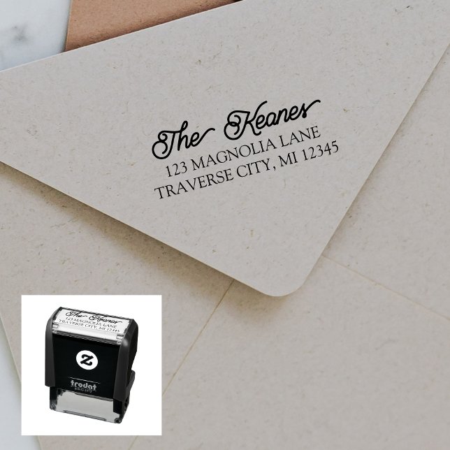 Tampon Auto-encreur Adresse de retour de famille désirée Stamp autocol (Créateur téléchargé)