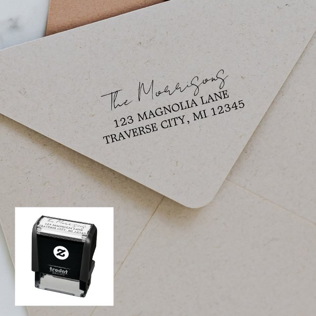 Tampon Auto-encreur Adresse de retour de famille désirée Stamp autocol (Créateur téléchargé)