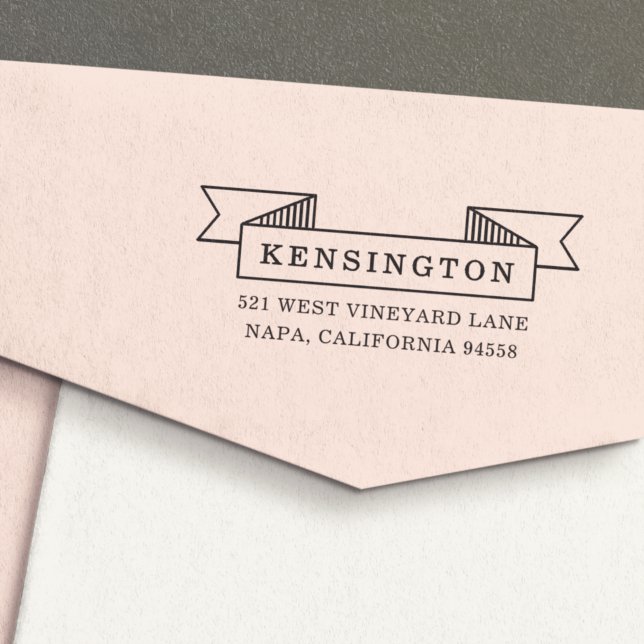 Tampon Auto-encreur Adresse de retour de la bannière de ruban (Créateur téléchargé)