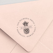Tampon Auto-encreur Adresse de retour de la ronde d'ananas tropicale