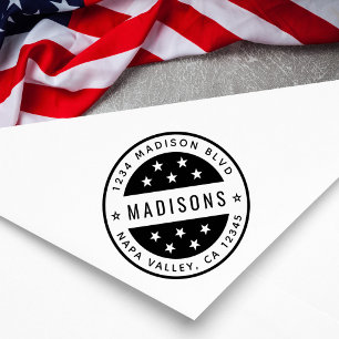 Tampon Auto-encreur Adresse de retour de la ronde étoile