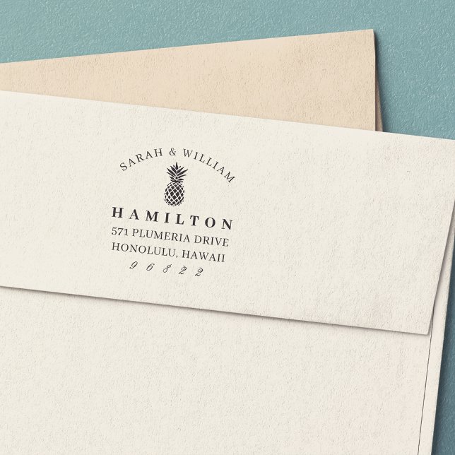 Tampon Auto-encreur Adresse de retour de l'ananas chic (Créateur téléchargé)