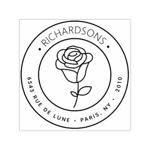 Tampon Auto-encreur Adresse de retour de l'icône de fleur rose