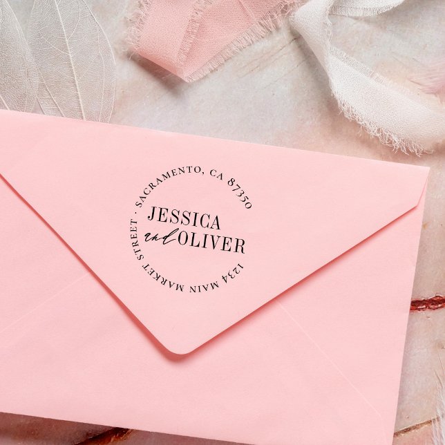 Tampon Auto-encreur Adresse de retour de Mariage classique personnalis (Créateur téléchargé)