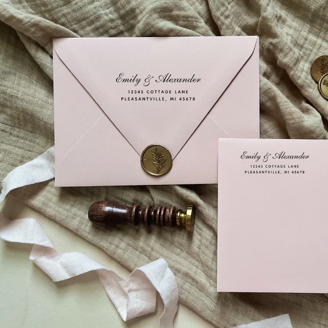 Tampon Auto-encreur Adresse de Retour de Mariage Écriture Élégante et  (Créateur téléchargé)