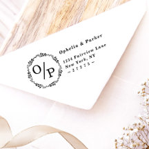 Adresse de retour de monogramme de cercle d'Opheli