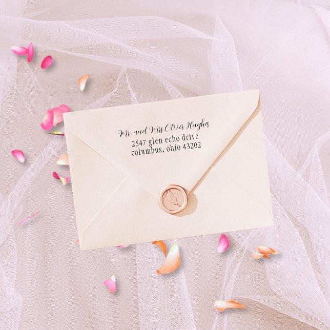 Tampon Auto-encreur Adresse de retour de script élégant (Lovely and feminine address stamp)