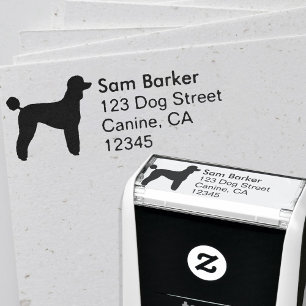 Tampon Auto-encreur Adresse de retour de silhouette de caniche