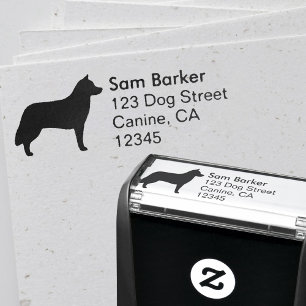 Tampon Auto-encreur Adresse de retour de silhouette de chien de