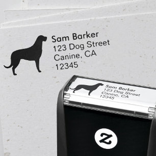 Tampon Auto-encreur Adresse de retour de silhouette de chien-loup
