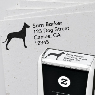 Tampon Auto-encreur Adresse de retour de silhouette de great dane