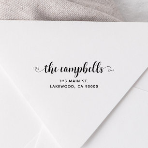 Tampon Auto-encreur Adresse de retour du coeur du script de famille