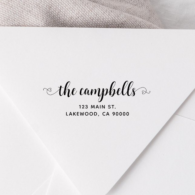 Tampon Auto-encreur Adresse de retour du coeur du script de famille (Créateur téléchargé)