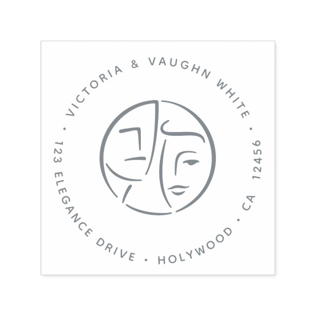 Tampon Auto-encreur Adresse de retour du couple riche et élégant Abstr (Design)