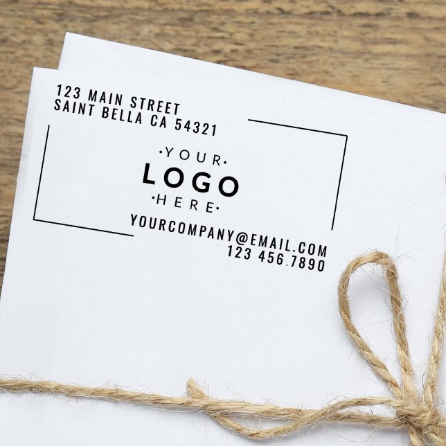 Tampon Auto-encreur Adresse de retour du logo de l'entreprise personna (Créateur téléchargé)