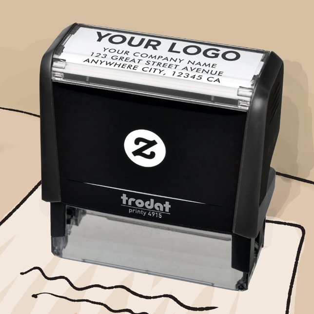Tampon Auto-encreur Adresse de retour du logo d'entreprise moderne et  (Créateur téléchargé)