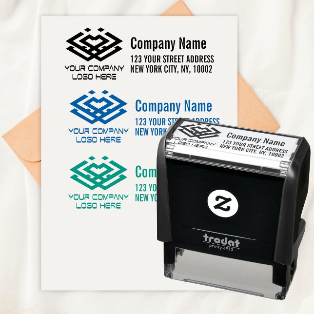 Tampon Auto-encreur Adresse de retour du logo d'entreprise personnalis (Créateur téléchargé)